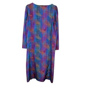 Vintage Retro Striped Dress 8 Blue Rainbow Classic Old Money  Mod Chic Funky 80s